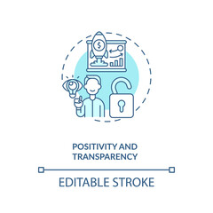 Positivity and transparency concept icon. Inspiring for effective work idea thin line illustration. Strategy of motivation workers. Vector isolated outline RGB color drawing. Editable stroke