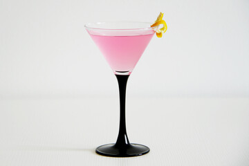 cosmopolitan cocktail with lemon peel