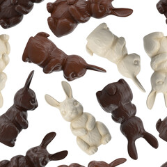 Seamless Easter pattern with realistic chocolate bunnies