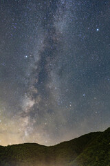 精進湖湖畔からの天の川（縦構図）