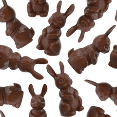 Seamless Easter pattern with realistic chocolate bunnies