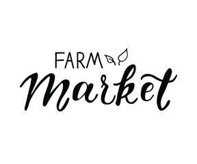 Farm or agriculture label. Farmer's market, handwritten inscription. Lettering, calligraphy vector illustration