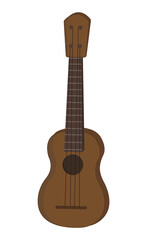 Obraz premium ukulele guitar isolated on white background. The guitar is brown in color. Cartoon illustration of a musical instrument
