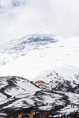 Cotopaxi volcano with lots of snow 