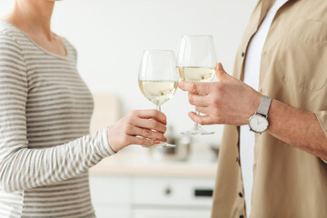 Happy family enjoying romantic time in modern kitchen