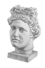 Drawing of the plaster head of Apollo