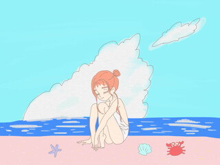 海辺の女の子