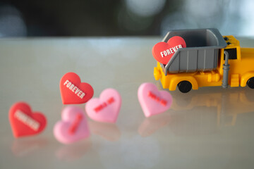 Heart shape carry on toy truck. Lovely heart, a perfect gift or present for someone special.