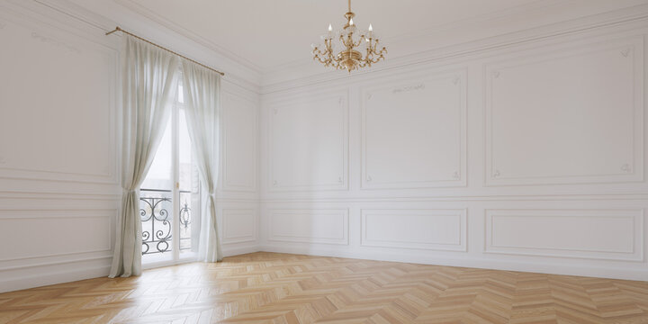 rendu 3d d'un int&eacute;rieure de type haussmannien