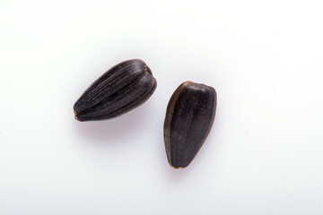 sunflower seeds. sunflower macroseeds isolated on white background
