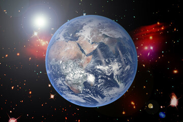 Abstract space background with earth. The elements of this image furnished by NASA.