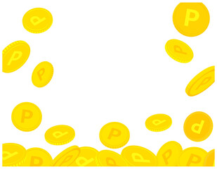 コインが空から降り注ぐ背景素材　ポイント　