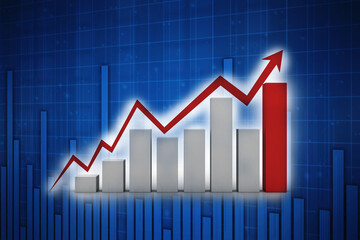 3d rendering Stock market online business concept. business Graph 