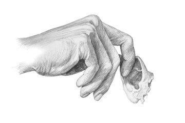 Comic sketch of a hand holding an ear