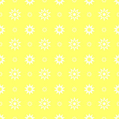 White stars seamless pattern,vector repeating ornament on yellow background.For fabrics,textile,wrapping papers,wallpapers,scrapbooking.