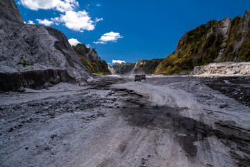 valley cretaed by the lahar flow during the volcano Mt. Pinatubo eruption in the early 1990's. Now its a tourist spot where tourists hire 4x4  vehicles to traverse the rocky terrain to reach crater.