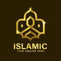 Islamic Gold Color and Luxury Logo Design. Luxury Mosque Logo Design Template