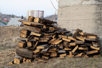 firewood in the background city