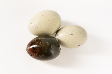 Songhua Eggs with Chinese Specialty Ingredients on White Background