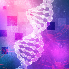 2d render of dna structure, abstract background
