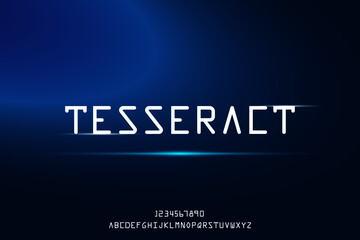Tesseract, simple elegant alphabet letters. premium typography uppercase clasic computer vector illustration