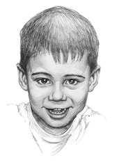 Portrait of a boy in pencil from life - 420481751