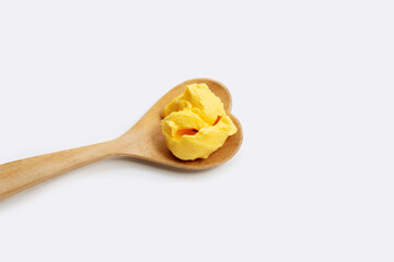 Margarine cheese butter on white.