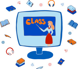Remote learning Illustation Vector Cartoon