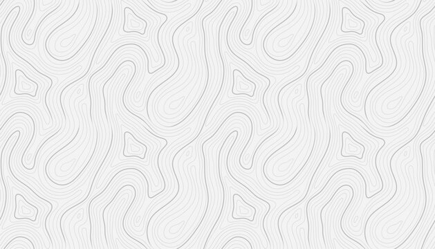 Seamless vector topographic map background. Line topography map seamless pattern. Mountain hiking trail over terrain. Contour background geographic grid.