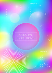 Obraz premium Memphis gradient background with liquid shapes. Dynamic holographic fluid with bauhaus elements.