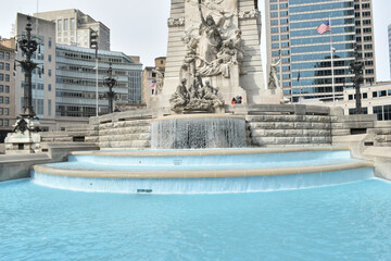 Waterfall and tidal pool of the Soldiers and Sailors monument, Monument Circle, Indianapolis, Indiana.
