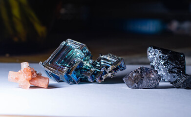 Stones, gems and unique metals in studio