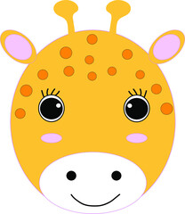 Cute baby giraffe face animal cartoon character vector logo