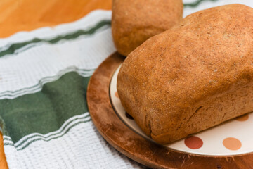 Bread freshly baked at home made with natural organic ingredients