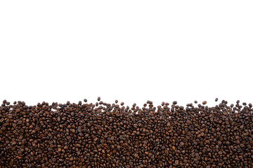 Fototapeta premium coffee bean on white table background. top view. space for text. flat lay