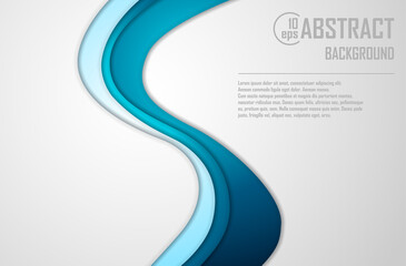 Abstract background in blue color. Blue curve vector background with white spaces for design