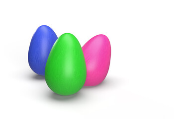 Easter Eggs isolated on white background. 3d rendering illustration