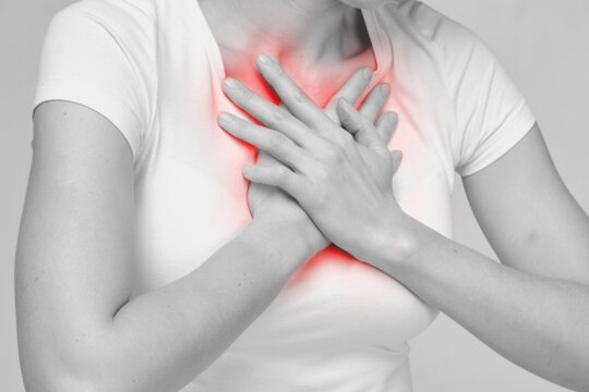 Concept of a person having difficulty breathing chest pressure