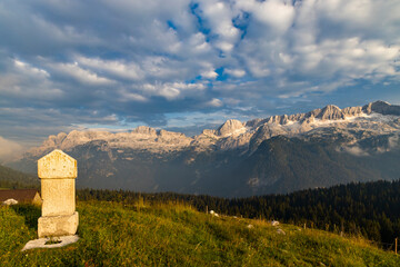 Dolomites on Italian and Slovenian border around  mountain Monte Ursic with 2541 m in Julian Alps