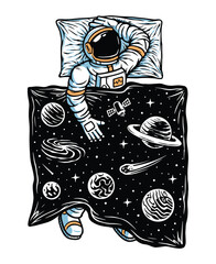 Astronaut sleeping in the universe