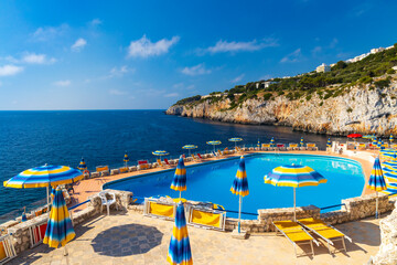 swimming pool near sea in Zinzulusa, Castro, Province Lecce, Italy