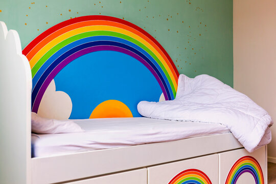Custom-made child's rainbow bed