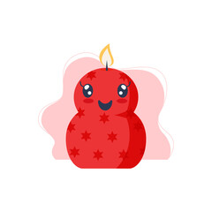 Cute candle. Flat vector illustration.