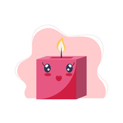 Cute candle. Flat vector illustration.