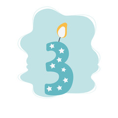 birthday candle numbers. flat vector illustration.