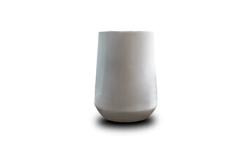 Bare concrete round base plant pot on white background.