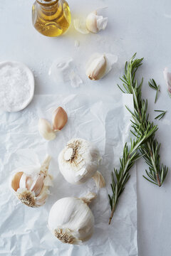 Garlic Rosemary and Olive Oil on Parchment