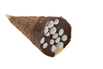 waffle cone with dessert isolated