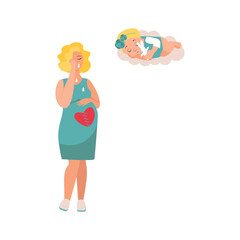 pregnancy loss, Pregnancy termination, abortion, Miscarriage concept. Woman is crying in hospital or clinic. She lost her child. Flat Vector illustration.

