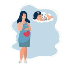 pregnancy loss, Pregnancy termination, abortion, Miscarriage concept. Woman is crying in hospital or clinic. She lost her child. Flat Vector illustration.

